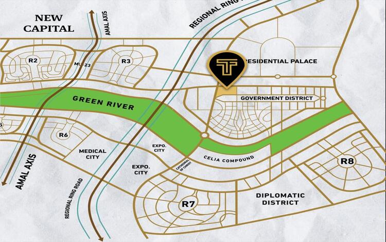 رسم تخطيطي لبرج ثري سكوير بيزنس العاصمة الإدارية.