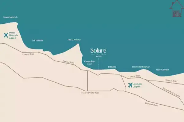 صورة توضح الموقع الجغرافي لقرية سولاري الساحل الشمالي