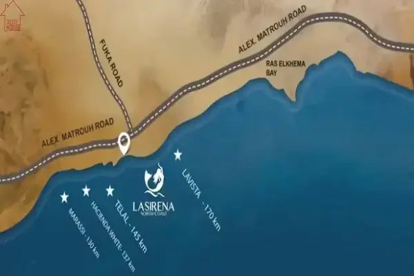 نموذج يوضح موقع قرية لاسيرينا الساحل الشمالى 